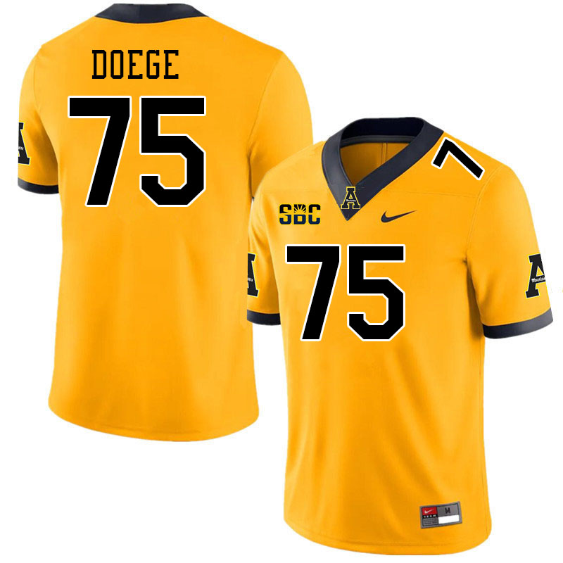 Men #75 Felix Doege Appalachian State Mountaineers College Football Jerseys Stitched-Gold